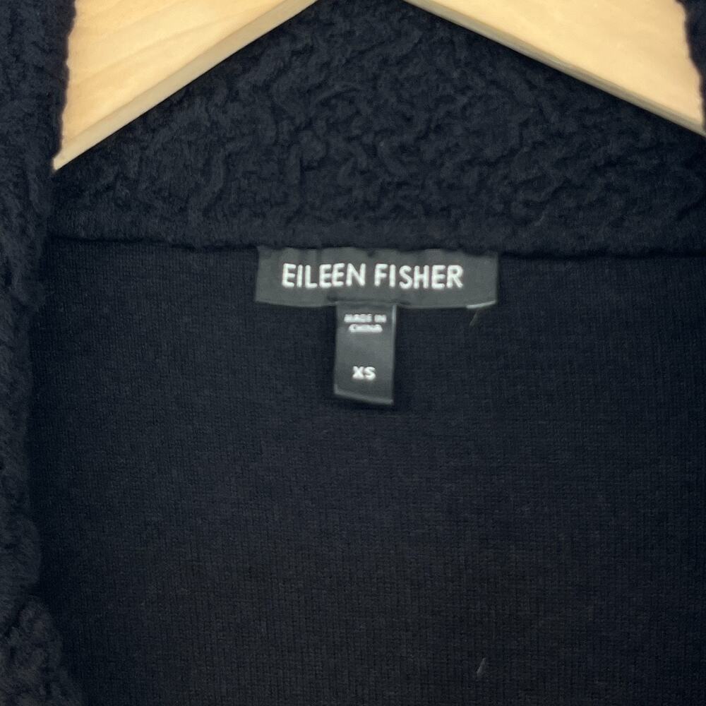 EILEEN FISHER Cardigan XS Cotton Merino Wool Bolero Jacket Sweater Open Black - Picture 5 of 14